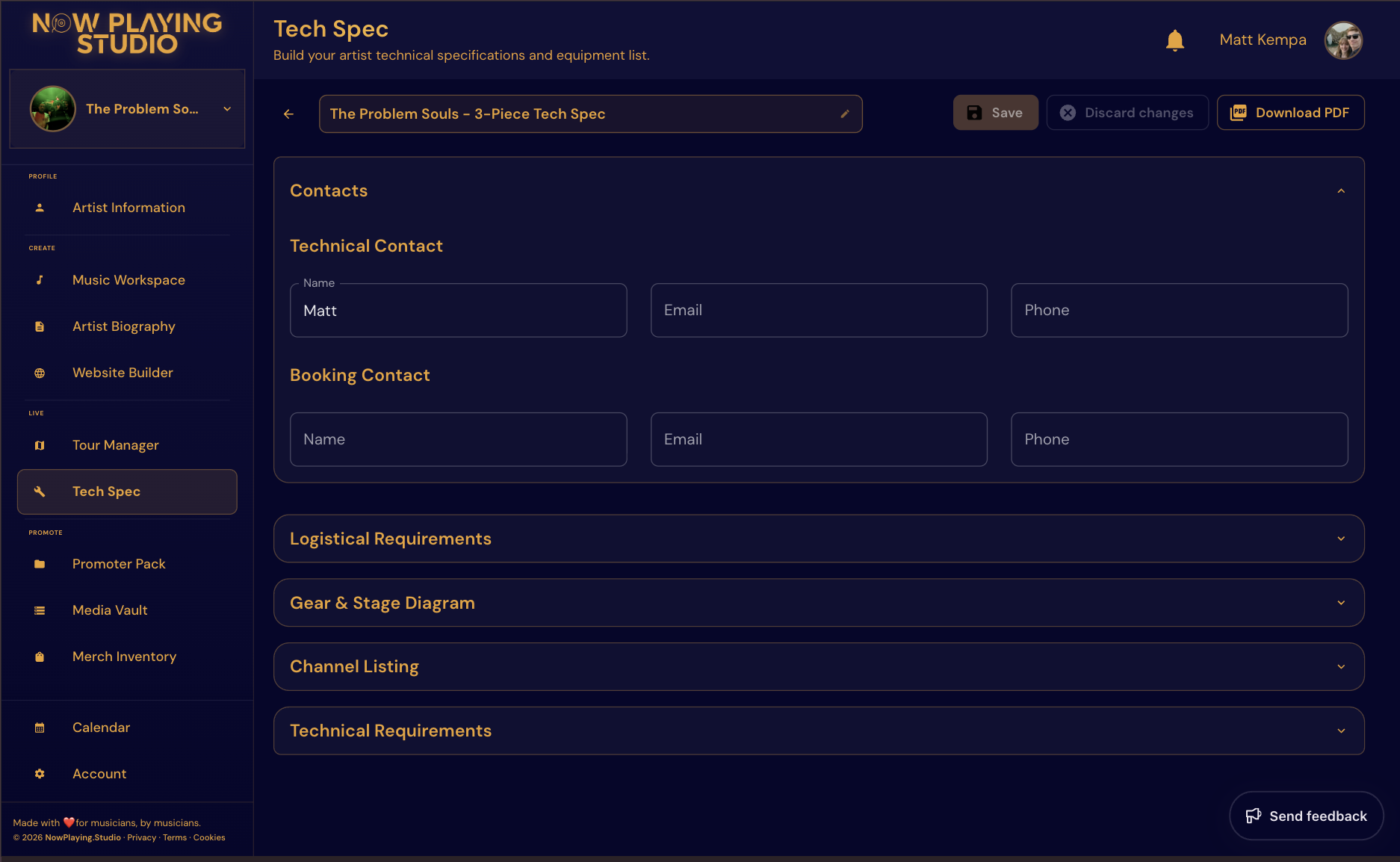Technical Rider Checklist for Small Venues